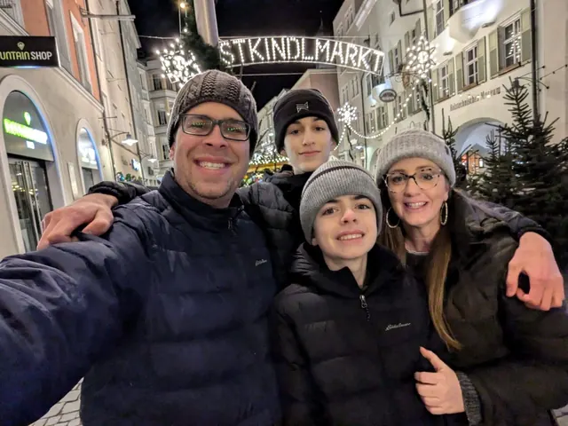 Brian Mahany with Shauna, Noah and Elijah at the Rosenheim Christmas market